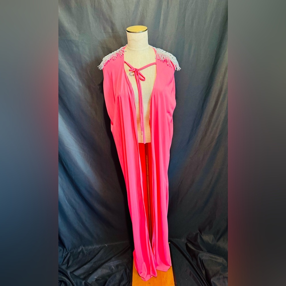 Women's Hot coral cape with Fringe Shoulders